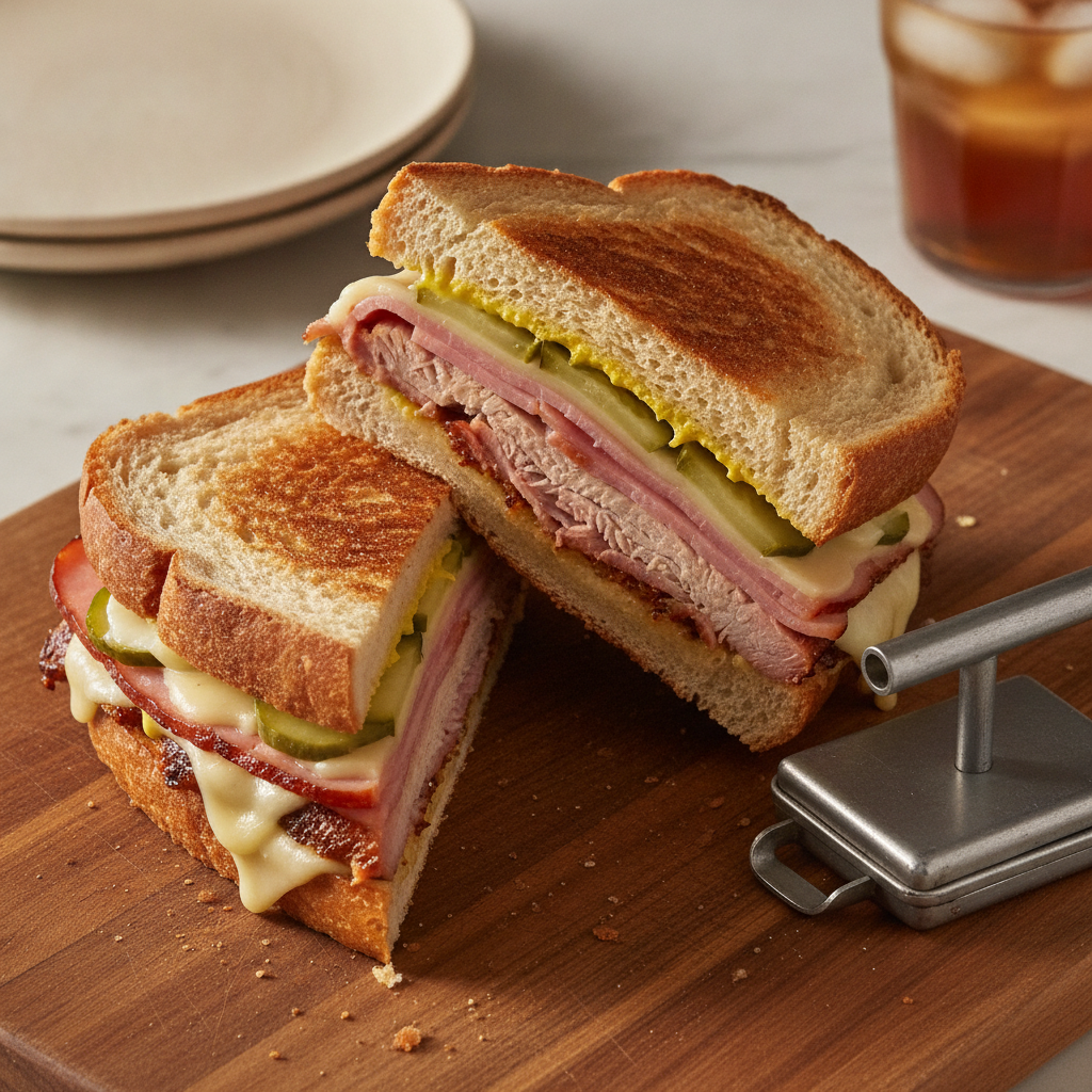 Cuban Sandwiches zoom in top view